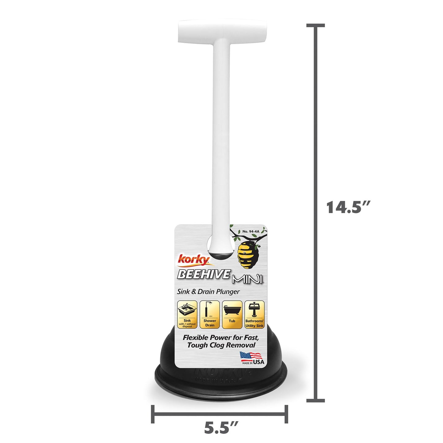 Korky Beehive Max and Mini Plunger Set - Powerful Clog Removal - Heavy Duty Toilet, Sink, and Drain Plungers