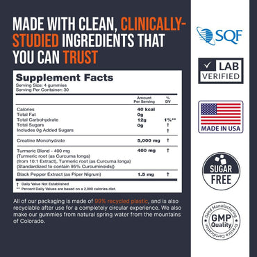 EcoWise Wellness Creatine Monohydrate Gummies 5g, Chewables for Men & Women, Gluten-Free, Sugar Free, Vegan, Bundle Mango + Strawberry, 240 Count