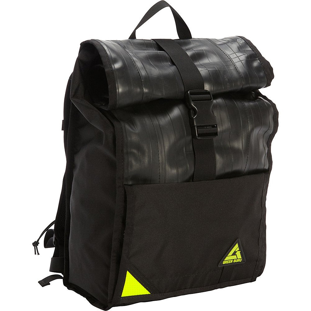 Green Guru Gear Commuter Upcycled Made in USA Backpack Black, 18-Liter