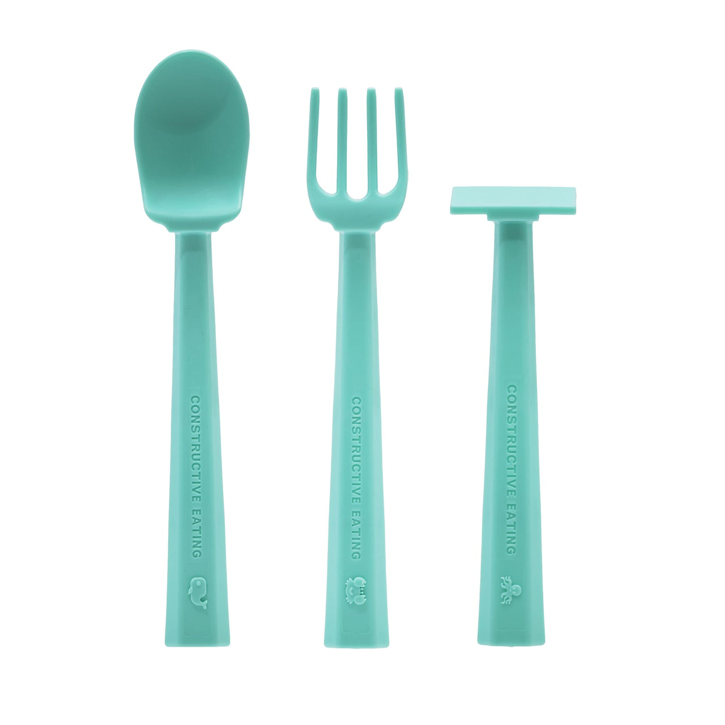 Constructive Eating Plate Made in USA | Kids Dinnerware Set, Blue Turtle Plate | Divided Suction Plates for Toddlers, Made with Materials Tested for Safety