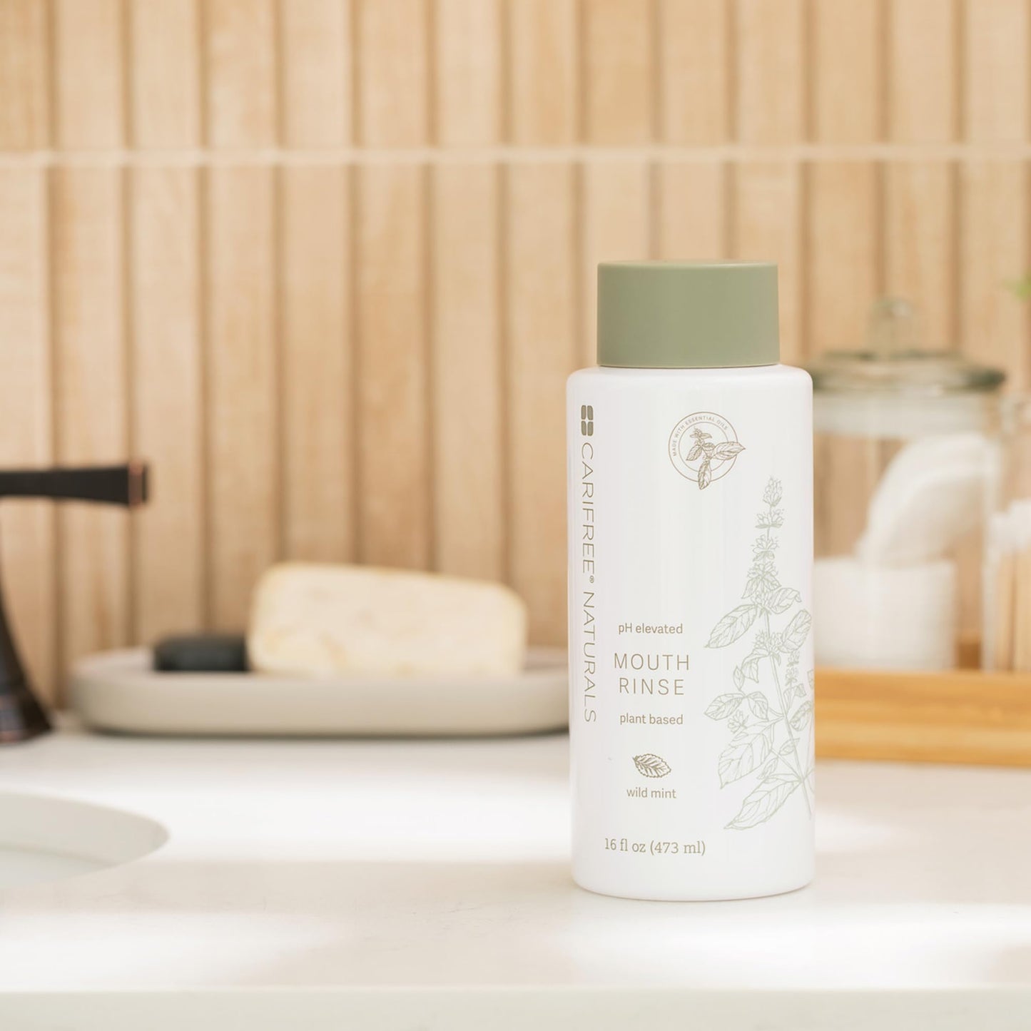 CariFree Naturals Mouth Rinse | pH Elevated, Fluoride-Free, with Magnolia Bark & Essential Oils, Organic Ingredients, Alcohol-Free, Dentist Recommended, Made in The USA, Wild Mint Flavor, 16 fl oz