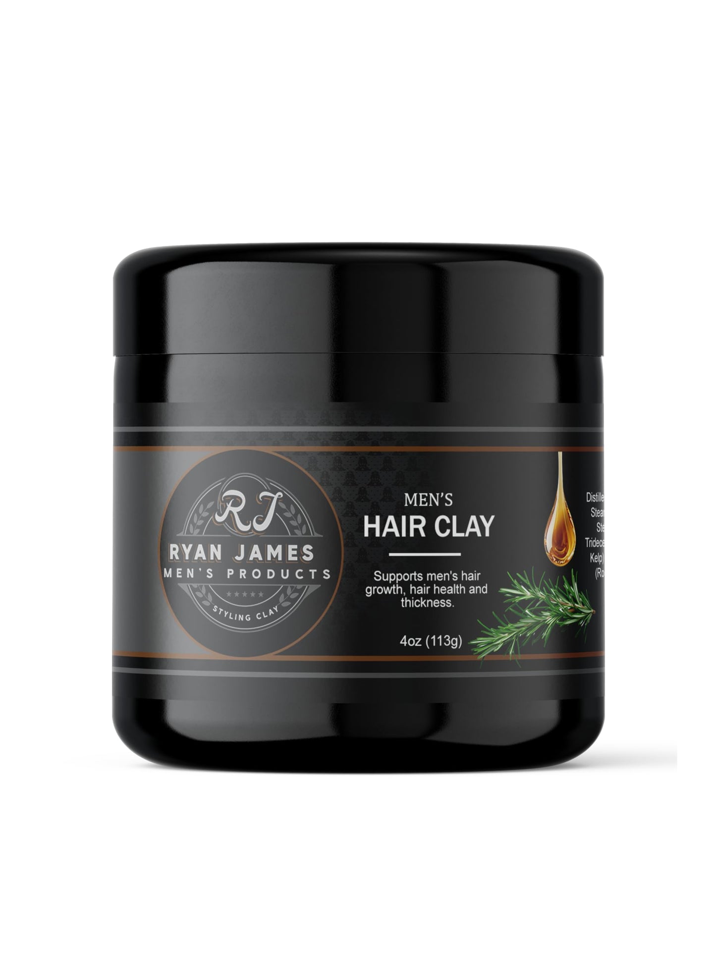 Ryan James Hair Styling Clay for Men – Premium Hair Clay with Natural Finish, Non-Greasy, Fresh Scent – Hair Strengthening & Moldable Styling Clay for Textured, Healthy-Looking Hair Made in USA