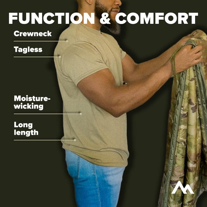 Pinnacle Mercantile Moisture-Wicking Crew Neck T-Shirt Made in USA Tan 499 100% Polyester Undershirt Multipack for Military, Airsoft, Tactical, Survival Exact US Military Specs