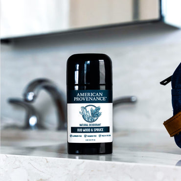 American Provenance Aluminum Free Natural Deodorant For Women and Men - Oud Wood and Spruce - 24 Hour Odor Protection - Cruelty Free - Made in the USA (1 pack)