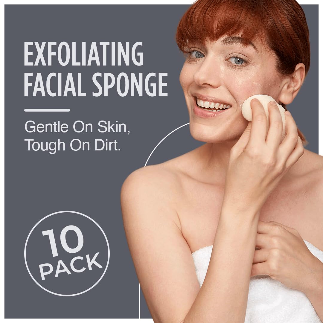 HartFelt Regular Exfoliating Facial Sponge for Face - Daily Cleansing Face Scrubber - Buf Dirt Away with Puf Styled Reusable Face Pads for Removing Makeup, Dirt, and Dead Skin - Made in USA