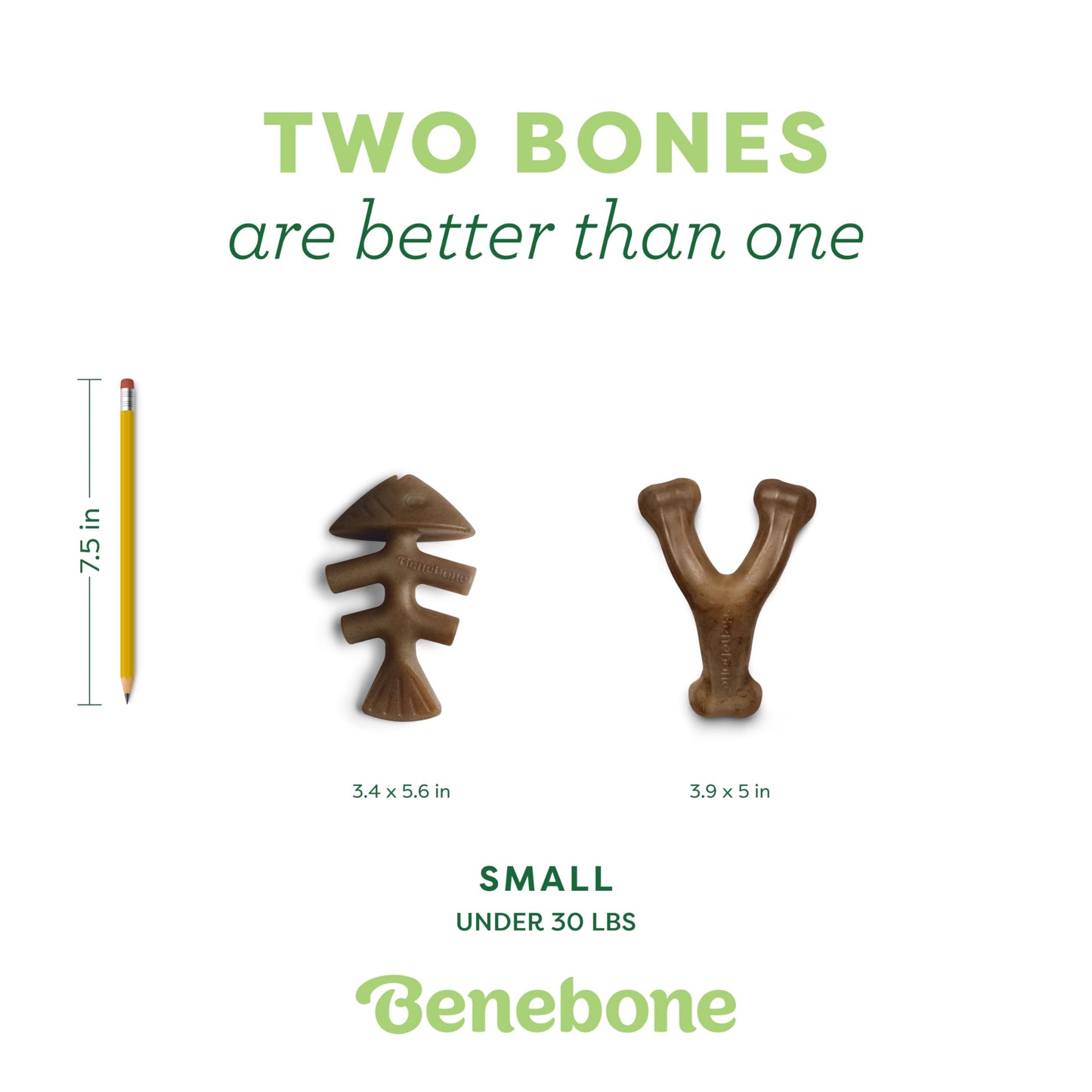 Benebone Set of 1 Fishbone/Wishbone Durable Dog Chew Toys, Real Fish, Real Bacon, Made in USA