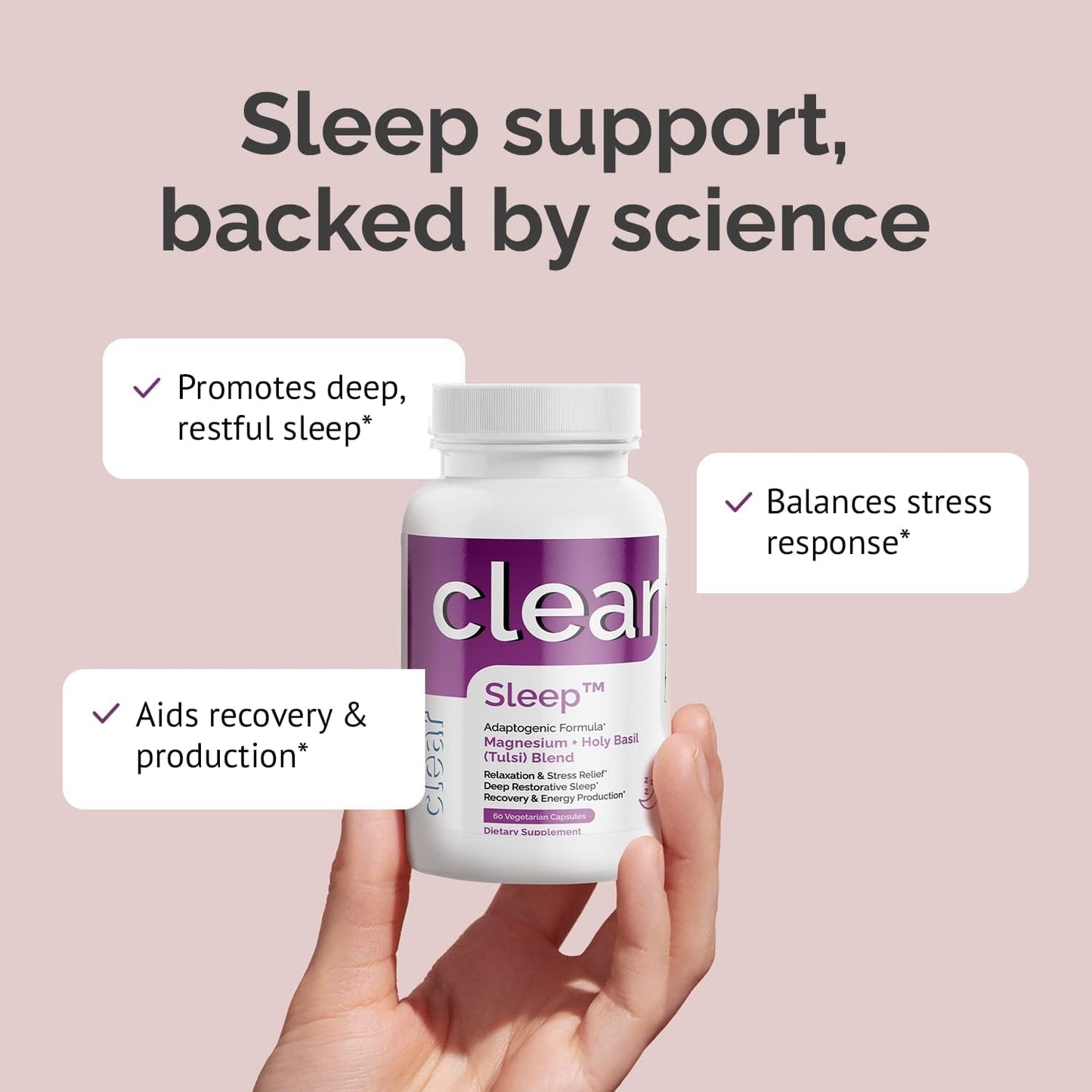 Clear Probiotics Sleep Supplement with Holy Basil & Magnesium