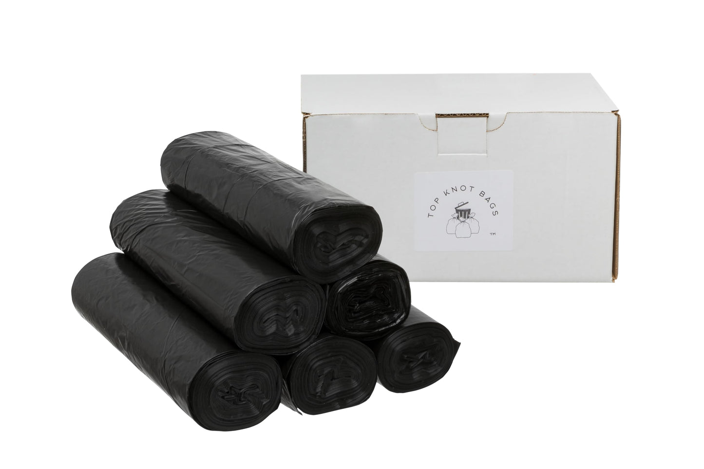 Top Knot Bags 45 Gallon Garbage Trash Bag 40X48" Black 150 Count Can Liner Bulk 40 Gallon 41 Gallon 42 Gallon 44 Gallon Made in USA