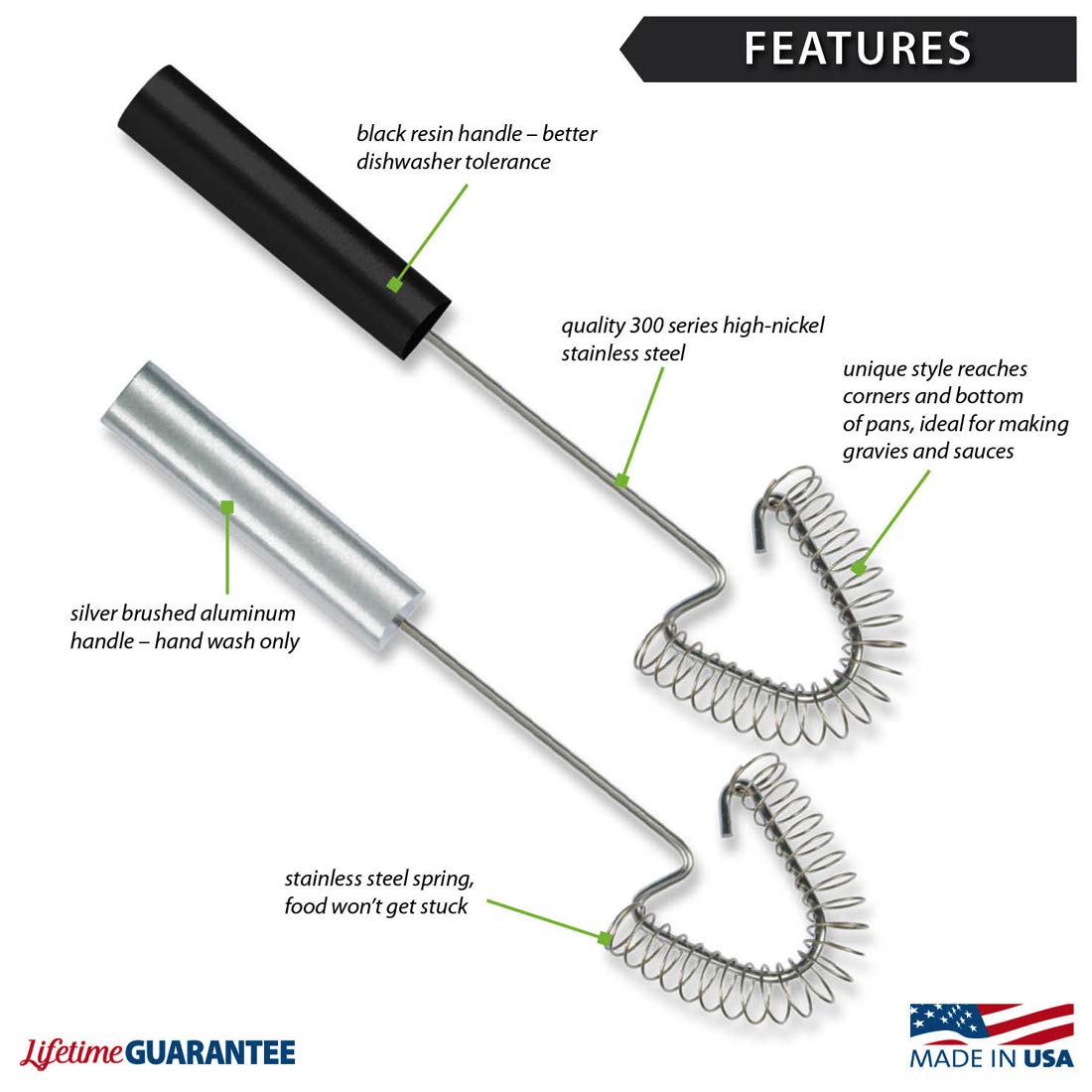 Rada Cutlery Handi-Stir Whisk, Made in USA, Silver Handle