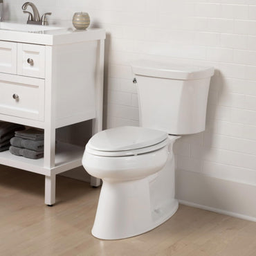 Mayfair Cassel Slow Close Toilet Seat, Easy Clean, Non Slip Premium Wood Seat, Easy Install, Made in USA, Round, White
