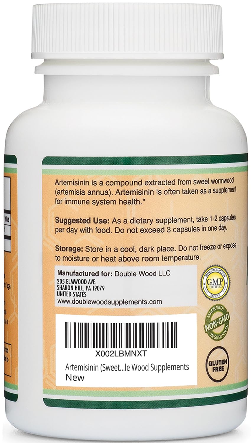 Artemisinin (Sweet Wormwood Cleanse)(Artemisia Annua) 200mg Per Serving, 120 Capsules (Two Month Supply) Vegan Safe, Non-GMO, Gluten Free (Immune Support) by Double Wood