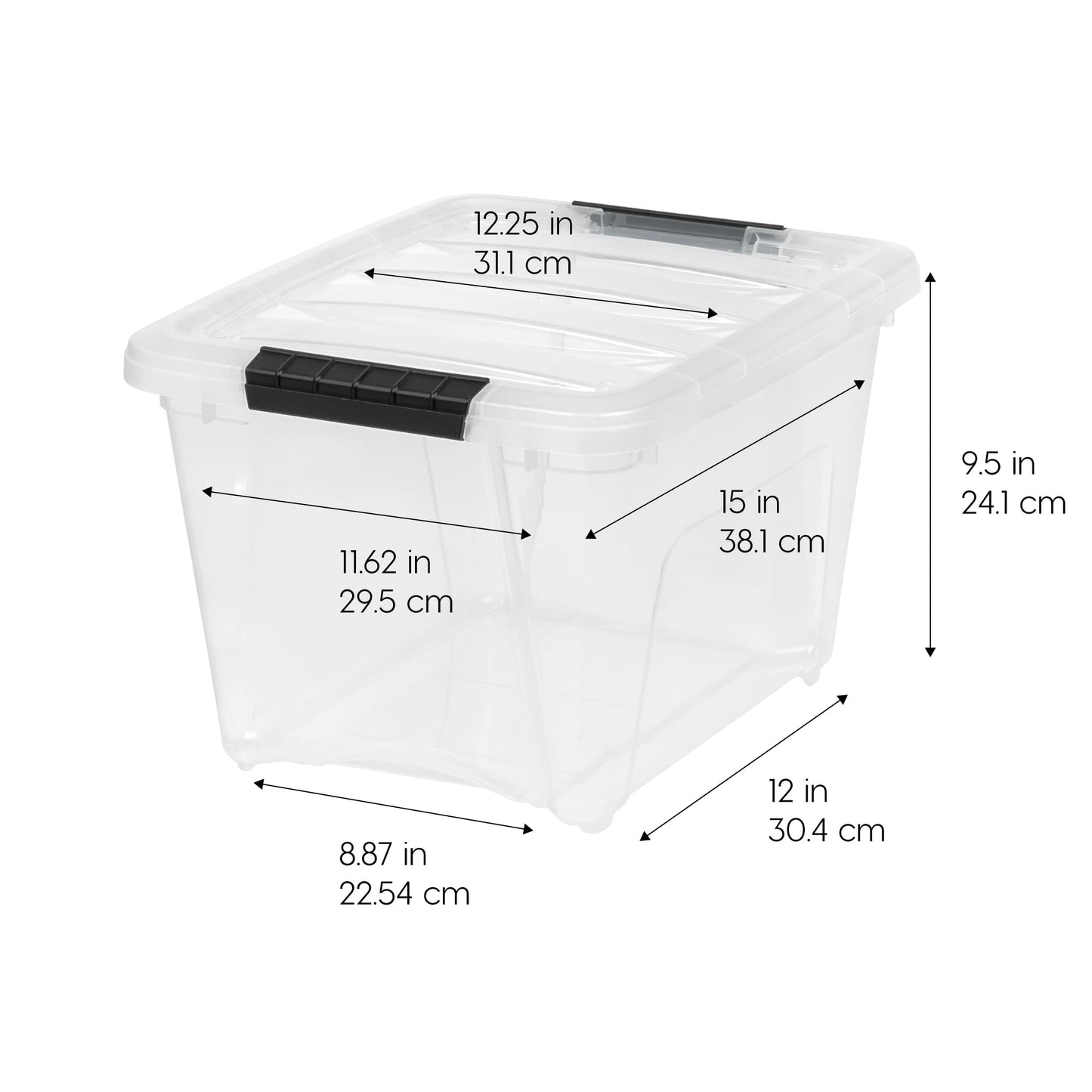 IRIS USA 19 Qt Stackable Plastic Storage Bins with Lids, 6 Pack - BPA-Free, Made in USA - See-Through Organizing Solution, Latches, Durable Nestable Containers, Secure Pull Handle - Clear