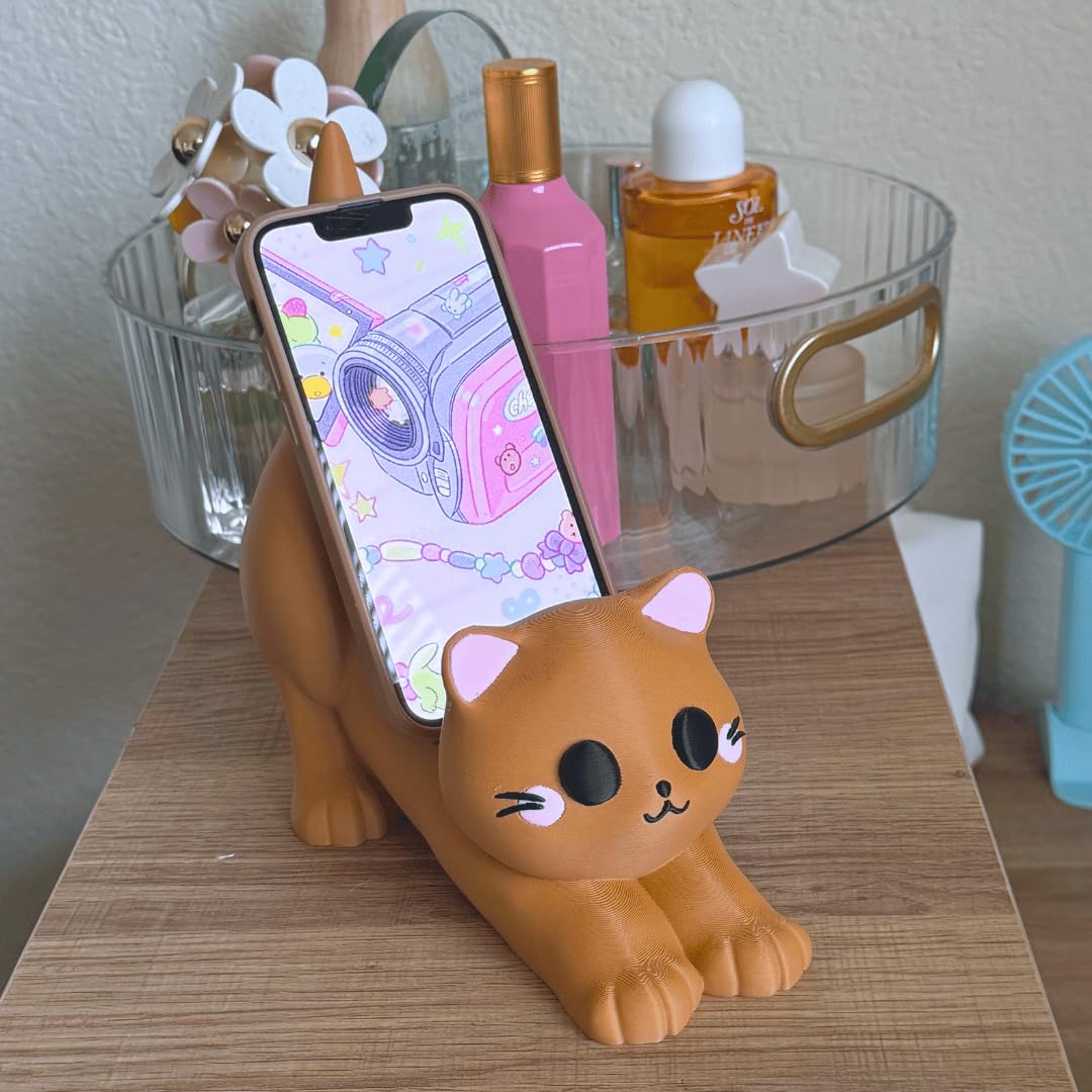 Stretching Kitty Phone Stand Holder | Cute Cat Phone Stand for Desks, Bedrooms, Living Rooms | Great for Video Chats | Made in USA