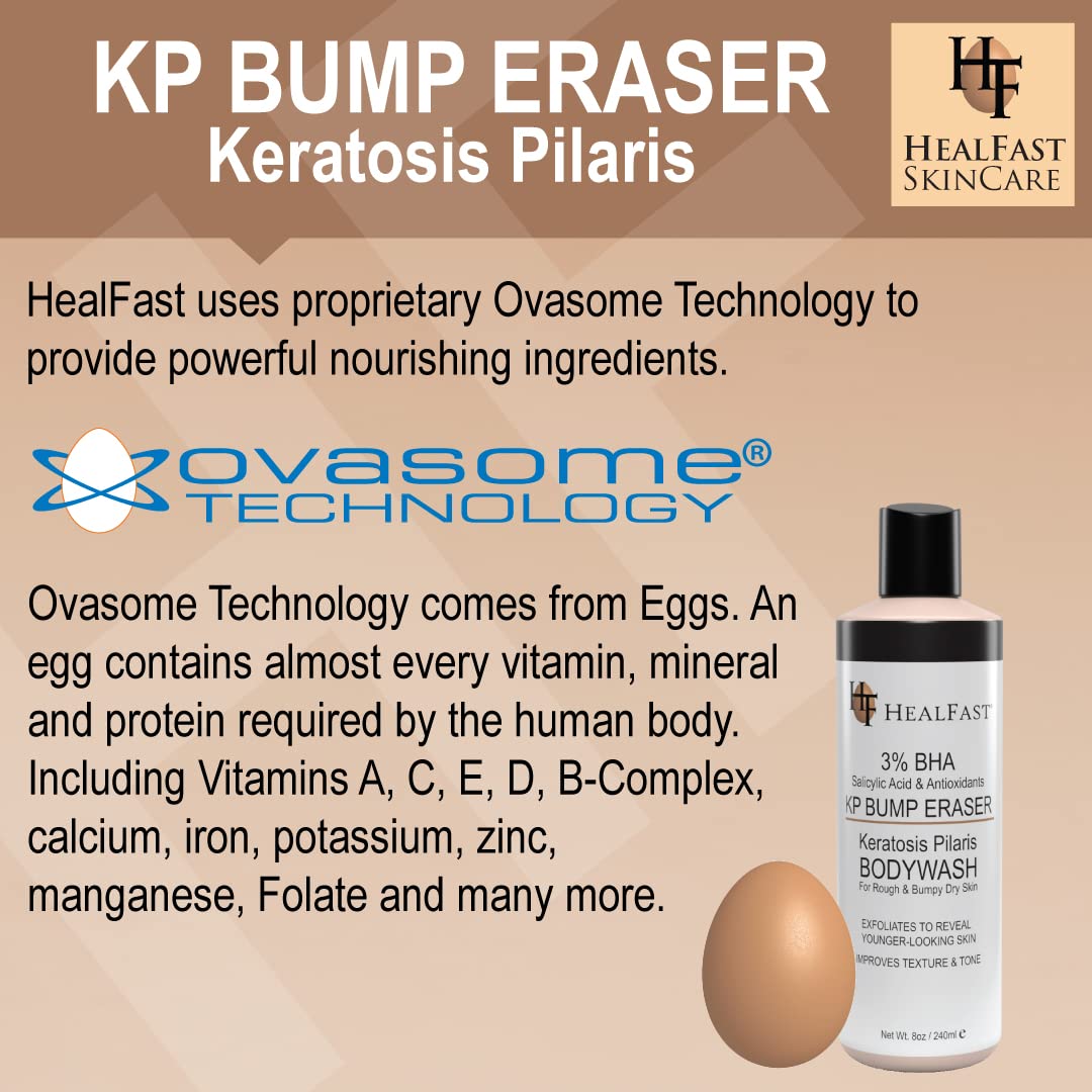 Healfast KP Bump Eraser Cream (4 Oz) and Bodywash (8 Oz) Set – Soften, Exfoliate, Nourish Rough and Bumpy Skin – Keratosis Pilaris - For All Types