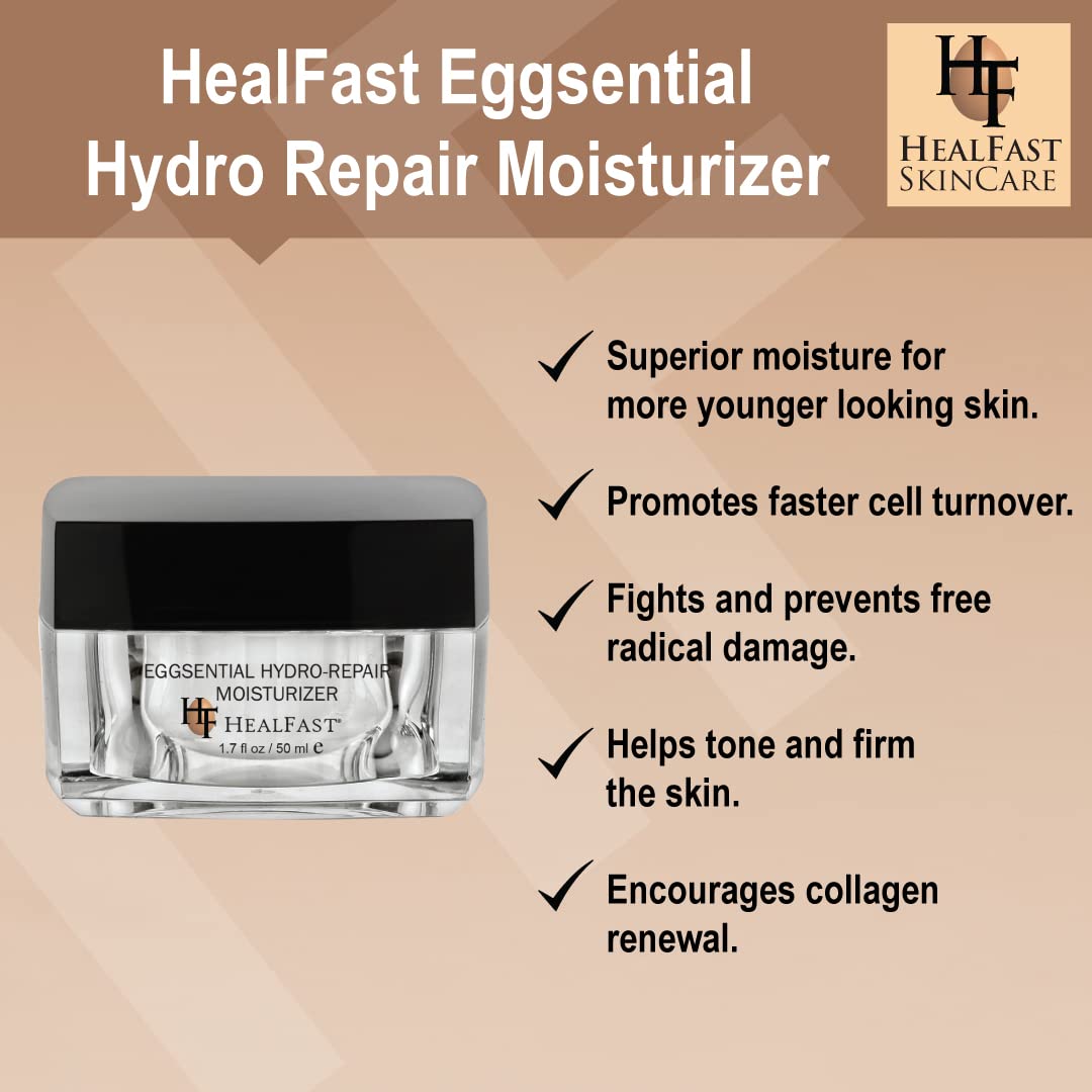 HealFast Eggsential Hydro-Repair 1.7 Oz – Anti Aging Skin Moisturizer to Smooth Skin and Reduce Wrinkles – Suitable for All Skin Types for Both Men and Women – Fragnance & Paraben Free