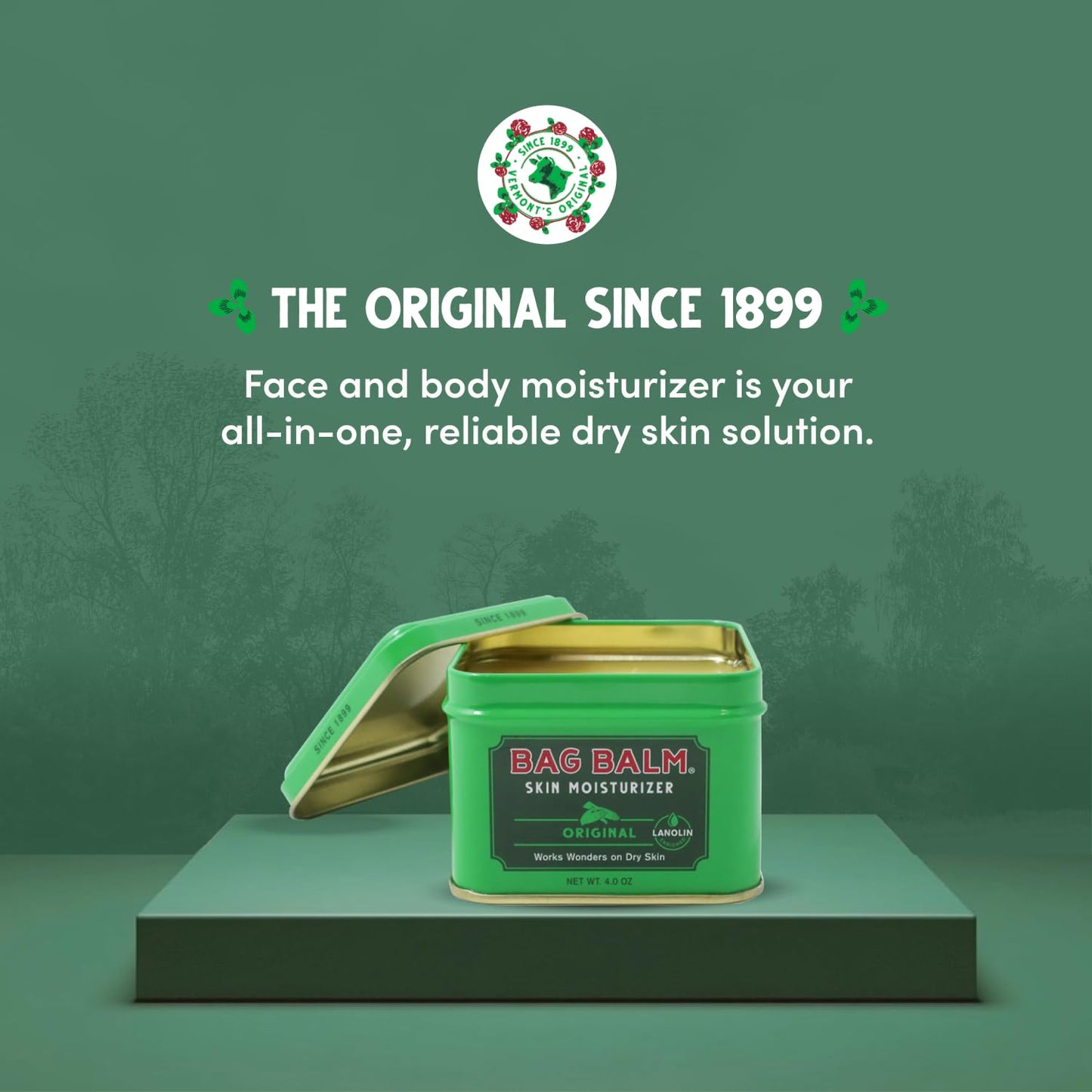 Bag Balm Vermont's Original Skin Moisturizer - Full Body Hydrating Skin Care: Dry Hands, Lips, Face, Feet & More - Unscented, Cruelty & Paraben Free - Day & Night, Men & Women (Made in USA)
