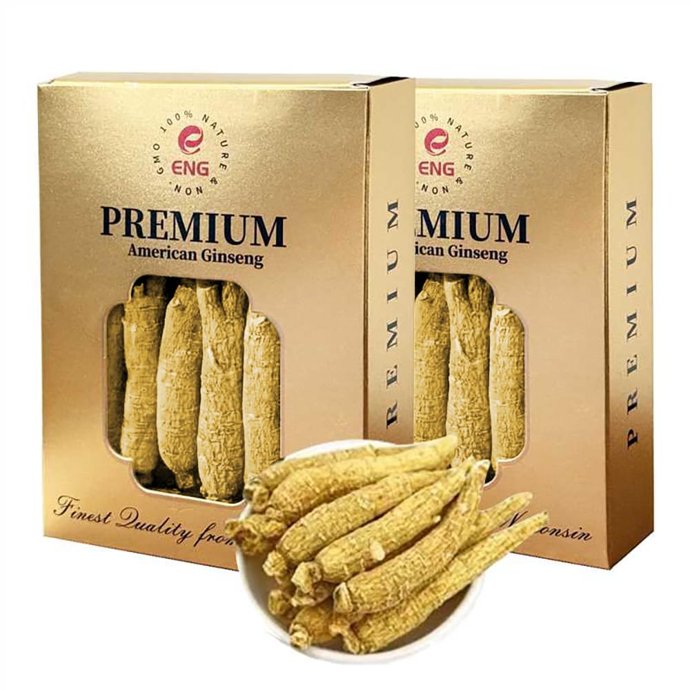 ENG Premium Jumbo Root -American Wisconsin Ginseng,4oz/Box Organic Panax Ginseng Supplement for Men & Women, Hand Selected Jumbo Root to Boost Immunity & Energy, for Tea & Soup (Pack of 2)
