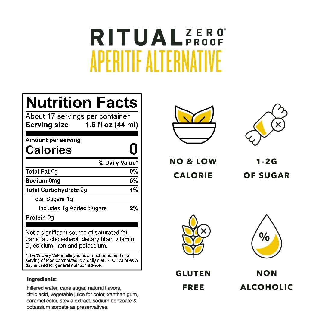 RITUAL ZERO PROOF Aperitif Alternative | Award-Winning Non-Alcoholic Spirit | 25.4 Fl Oz (750ml) | Zero Calories | Sustainably Made in USA | Make Delicious Alcohol Free Cocktails