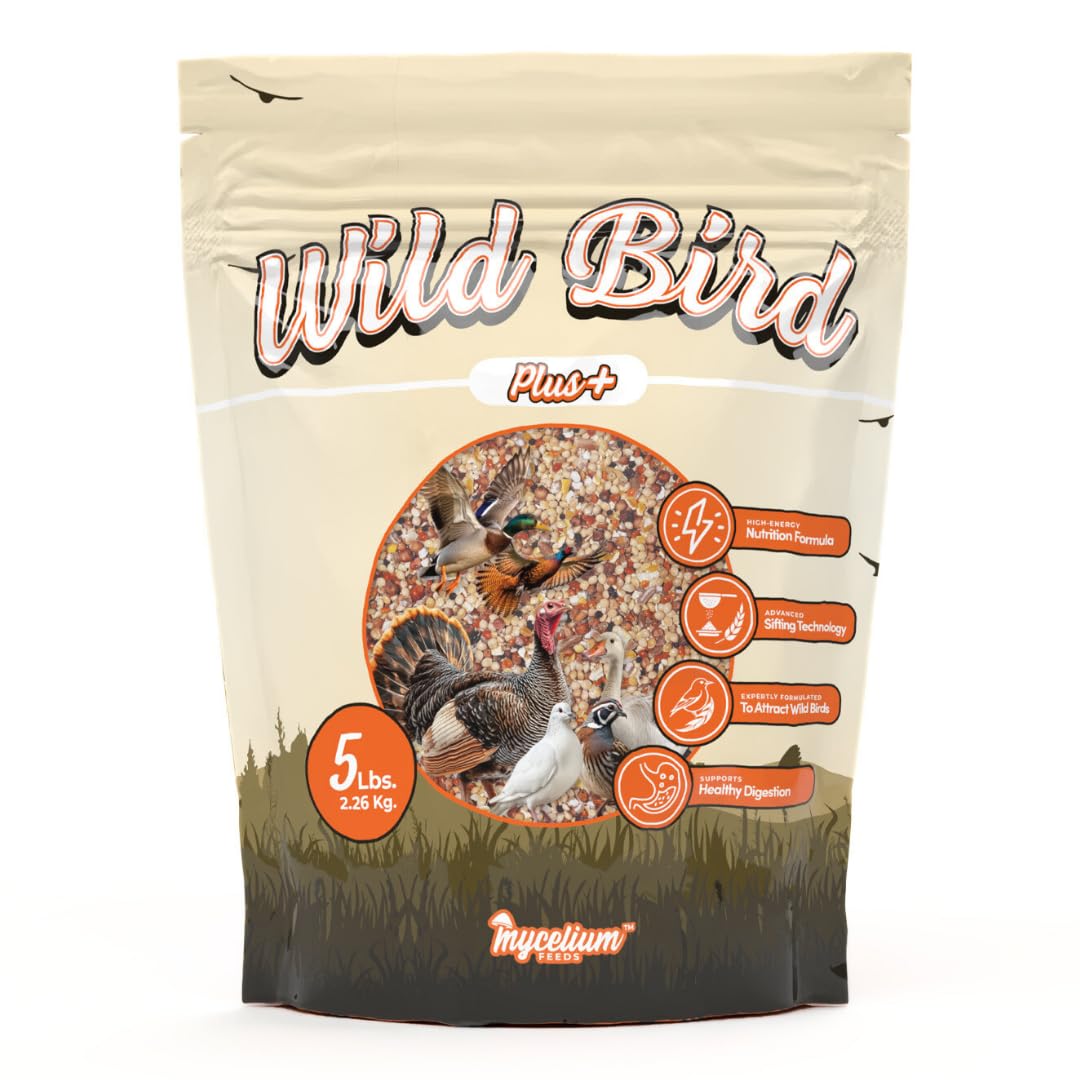 Mycelium Wild Bird Plus Feed (5 LBS) | Organic, Shell-Free Bird Seed for Doves, Pigeons, Quail & Game Birds | Clean, Low-Mess Wild Bird Food for Outside Feeders | No Sunflower | Non-GMO, Made in USA