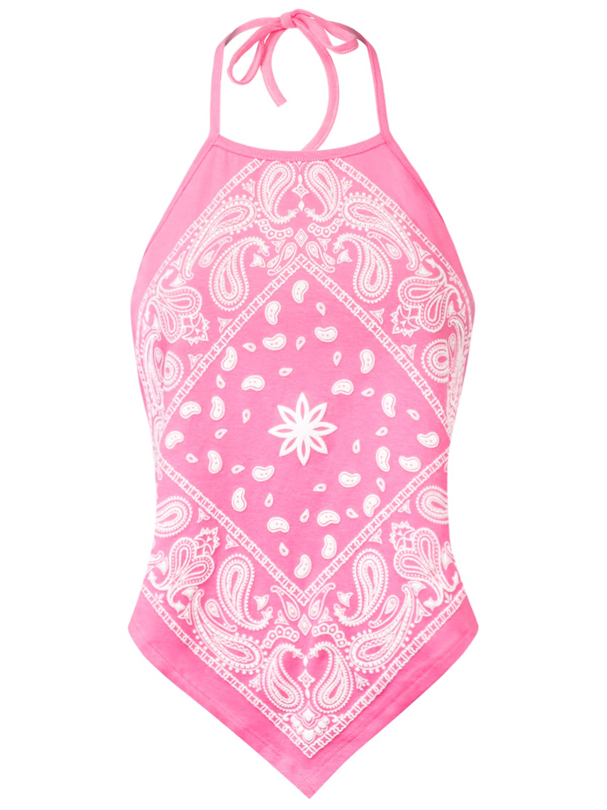 Design by Olivia Women's Sexy Paisley Bandana/Tie dye Halter Top Shirt- Made in USA