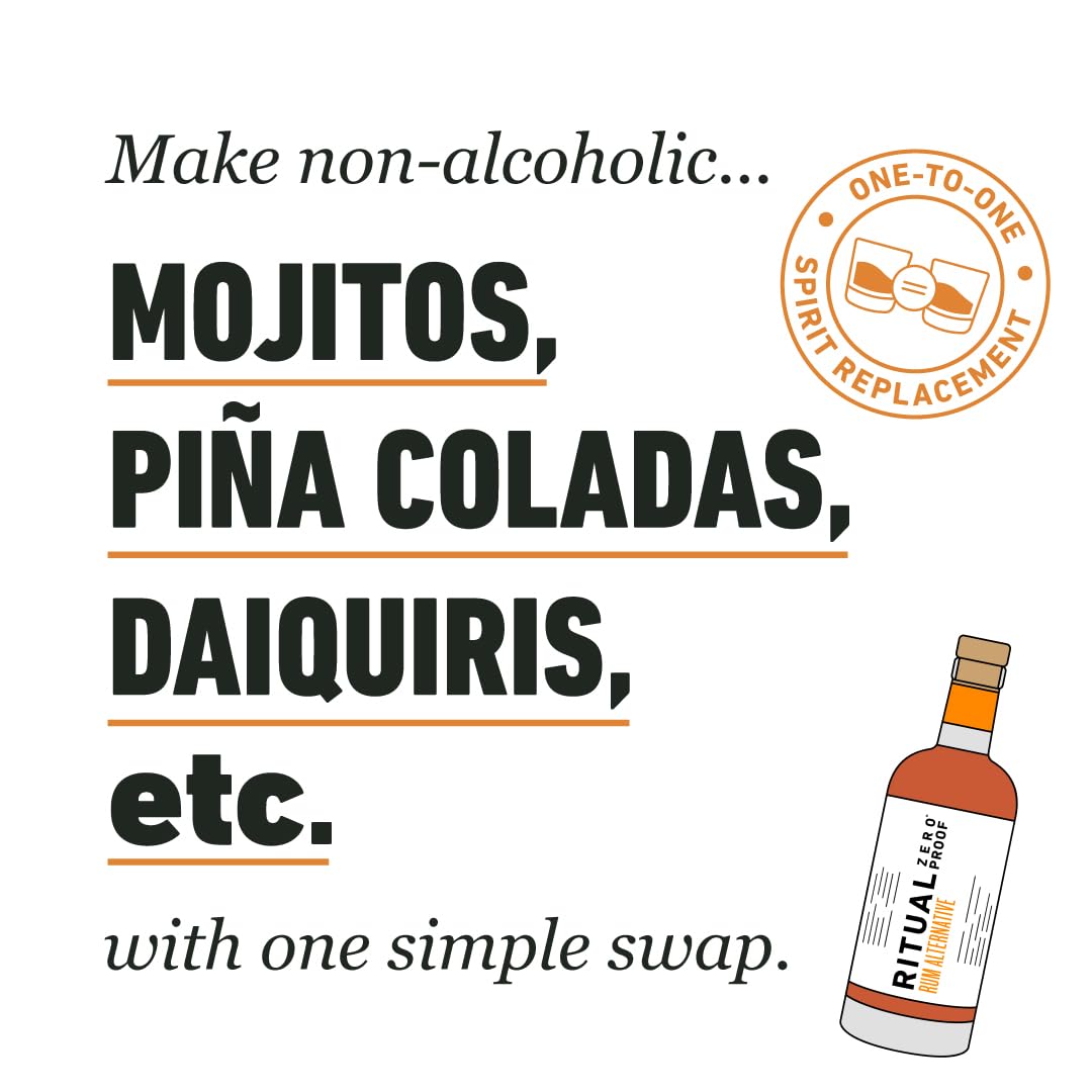 RITUAL ZERO PROOF Rum Alternative | Award-Winning Non-Alcoholic Spirit | 25.4 Fl Oz (750ml) | Only 5 Calories | Sustainably Made in USA | Make Alcohol Free Cocktails