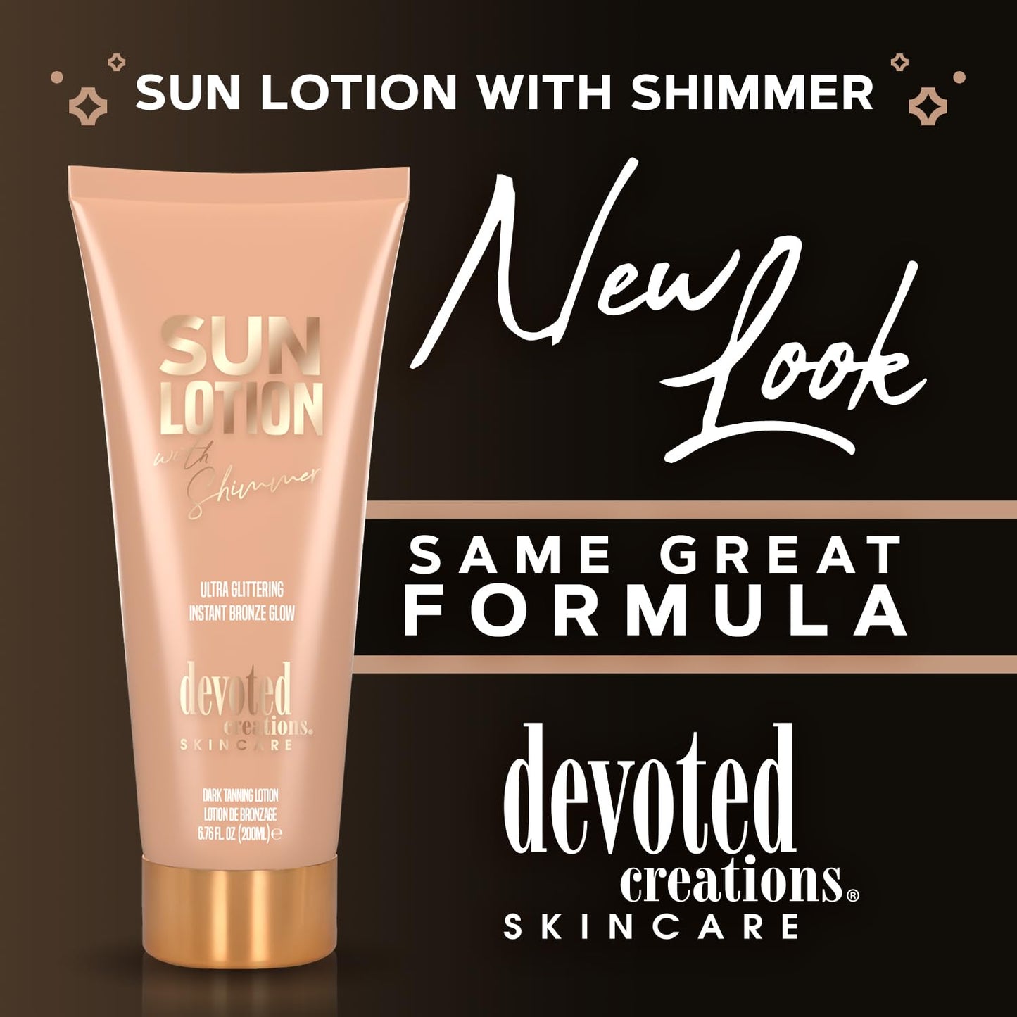 Devoted Creations Sun Lotion with Shimmer Ultra Glittering and Instant Bronze 6.76 oz (2-Pack)