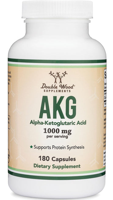 AKG Supplement (Alpha Ketoglutaric Acid) 1,000mg Per Serving (180 Capsules) Different and May Be More Effective Than AAKG (Recently Studied for Healthy Aging Properties) Gluten Free by Double Wood