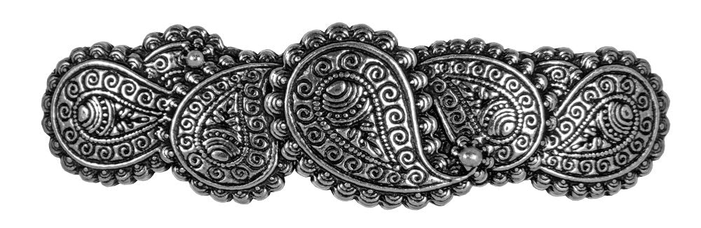 Paisley Hair Clip, Hand Cast Metal Barrette Made in the USA with a Medium 70mm Clip by Oberon Design, 1 Piece