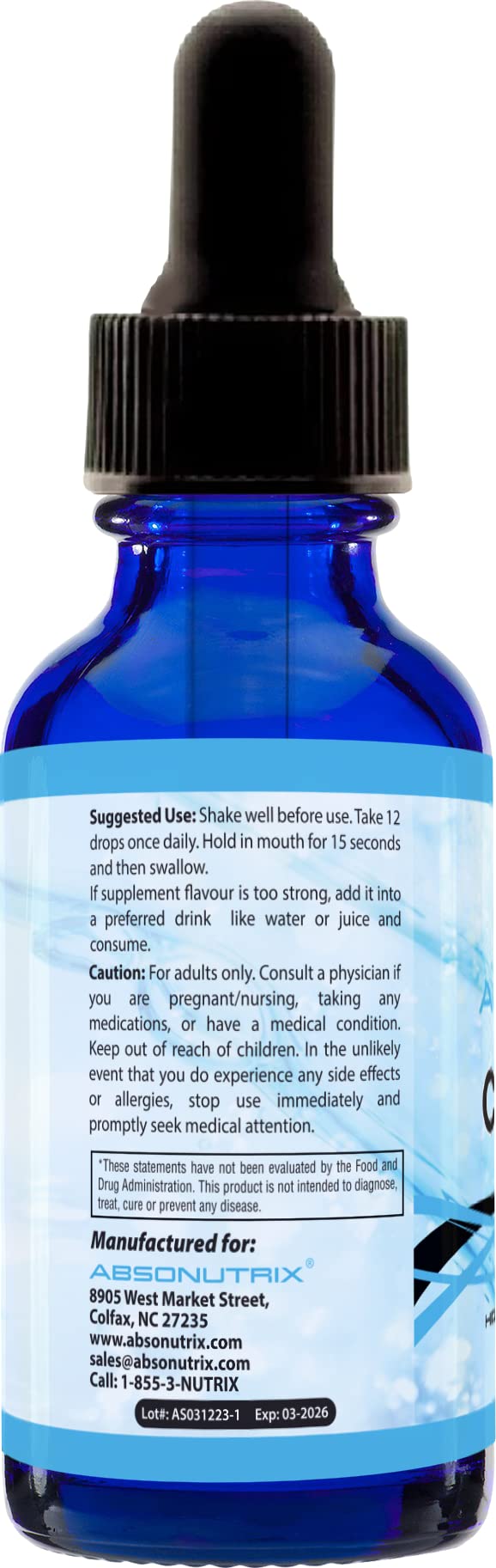 Absonutrix Cats Claw 590mg, 4 Oz Liquid Bottle, 200 Servings, High Bioavailability, Boosts Immunity, Helps Detoxify The Body, Non-GMO, Third-Party Tested, Immune & Joint Support, Made in USA