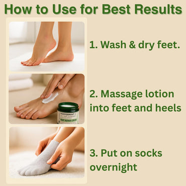 Natural Escapes Peppermint, Rosemary, Eucalyptus & Tea Tree Oil Foot Cream for Dry Feet, Cracked Heels, Calluses, Athlete's Foot - Heel Repair Cream for Women & Men (8 oz)