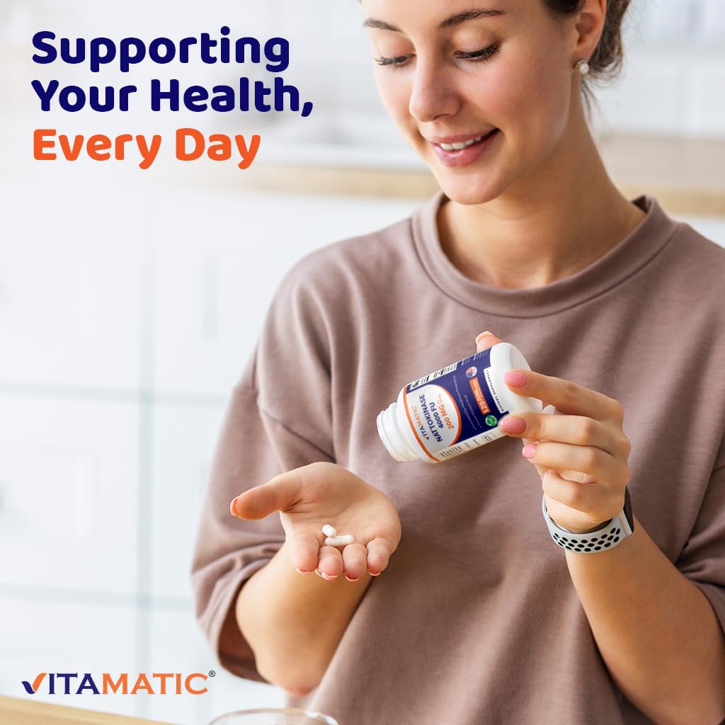 Vitamatic 2 Packs Nattokinase Supplement 4,000 FU Servings, 120 Delayed Released Capsules - Survives Stomach Acids - Non-GMO & Gluten Free - Made in The USA