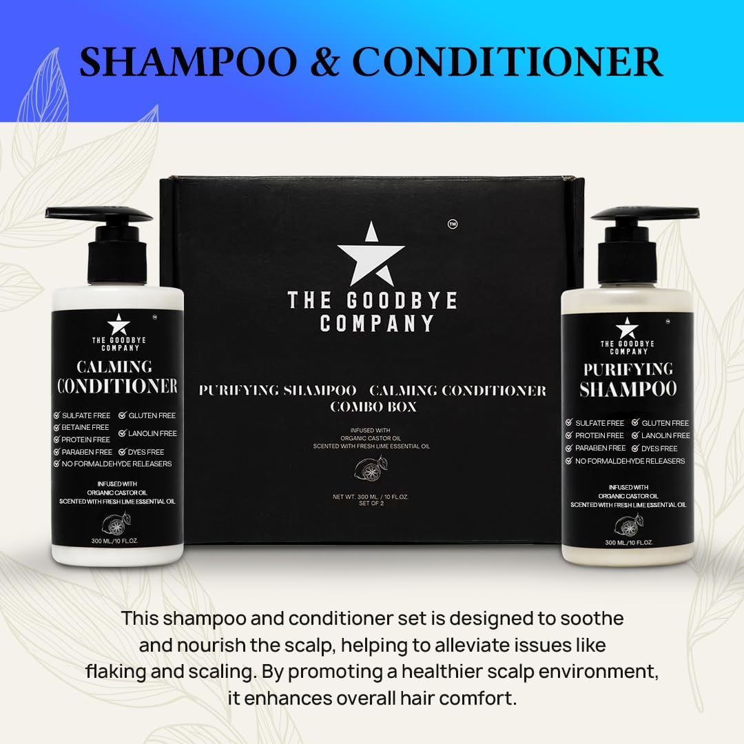 Castor Oil Shampoo and Conditioner Set; Dry Scalp Dandruff Treatment; Organic, Sulfate Free, Moisturizing Shampoo and Conditioner Set for Hair Care and Repair; Made in USA, 10 oz Bottles