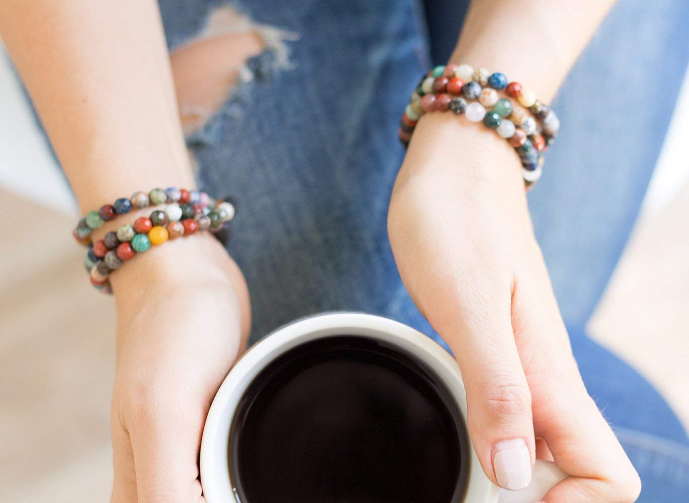 Subherban Essential Oil Lava Rock Diffuser Bracelet - HANDMADE IN THE USA - Aromatherapy Gemstone Bracelets for Women - Relaxation Gift for Women