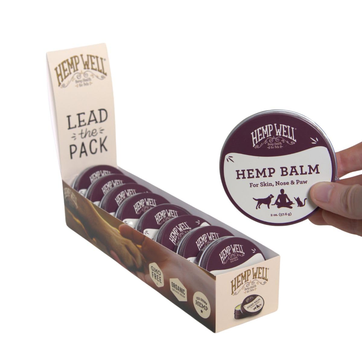 Hemp Well New Hemp Balm for Pets and People - Organic Pet Balm, Dogs and Cats, Human - Relieves Dryness and Cracking for Paws, Skin, and Nose, 2 oz.