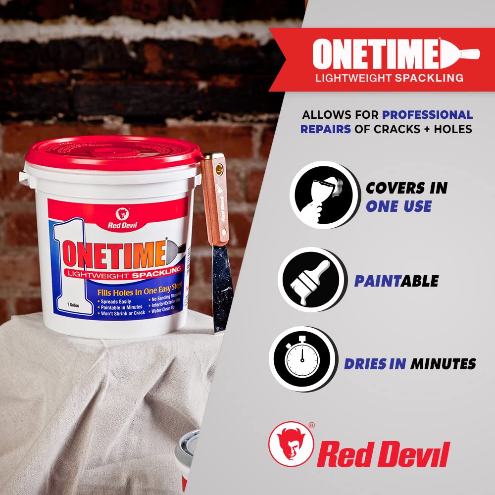 Red Devil ONETIME Lightweight Spackle Wall Repair, Spackling for Holes Drywall, Made in USA
