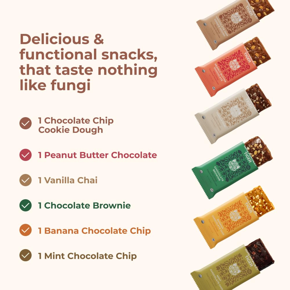 Organic Functional Mushroom Vegan Protein Bars | Made in USA | Full Dose (1500mg) Lions Mane, Chaga, Reishi & Cordyceps Bars | Plant Protein Bars w/Adaptogens & Superfoods