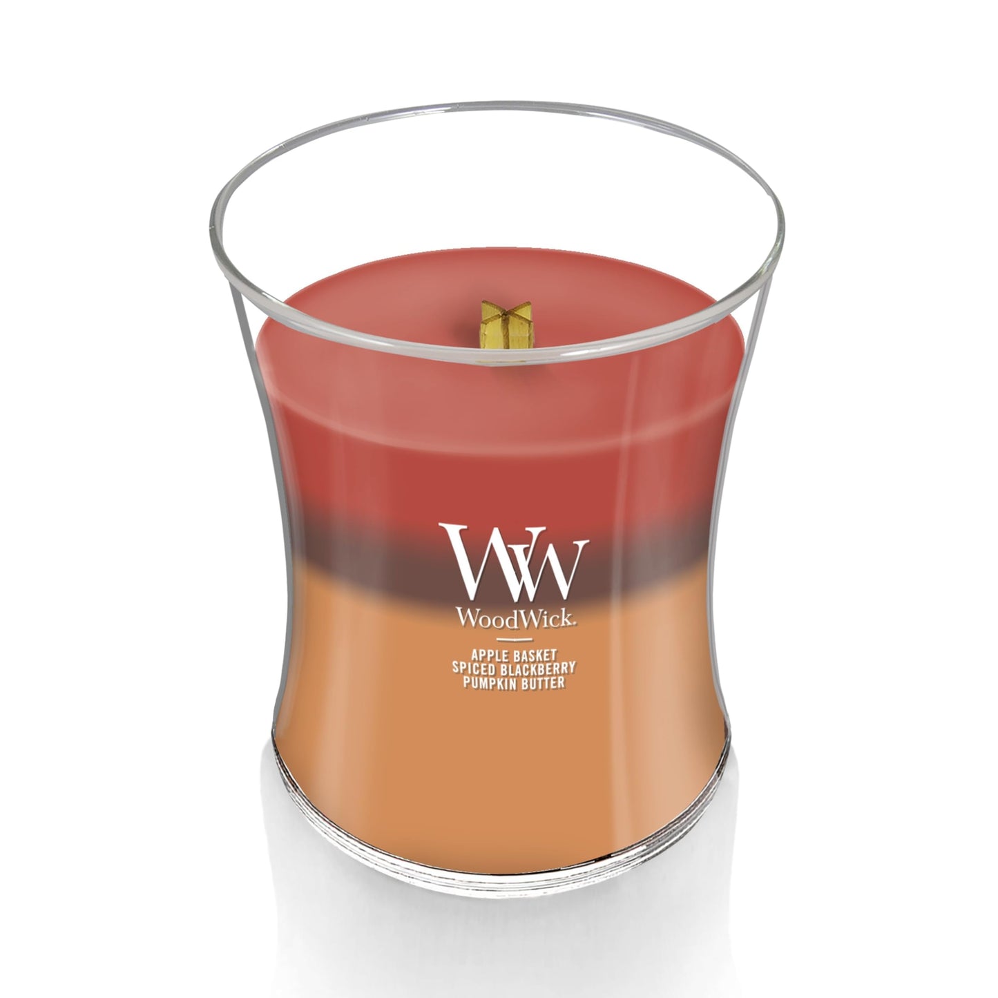 WoodWick Medium Hourglass Candle, Autumn Harvest - Premium Soy Blend Wax, Pluswick Innovation Wood Wick, Made in USA