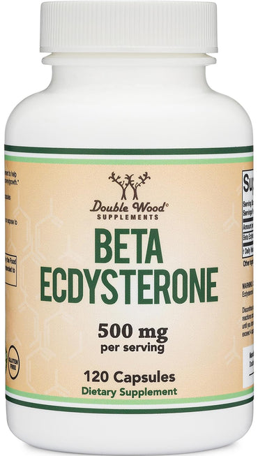 Beta Ecdysterone Supplement - 500mg Per Serving (120 Capsules, 60 Servings) Powerful Plant Anabolic to Support Men's Health (Non-GMO and Gluten Free) by Double Wood