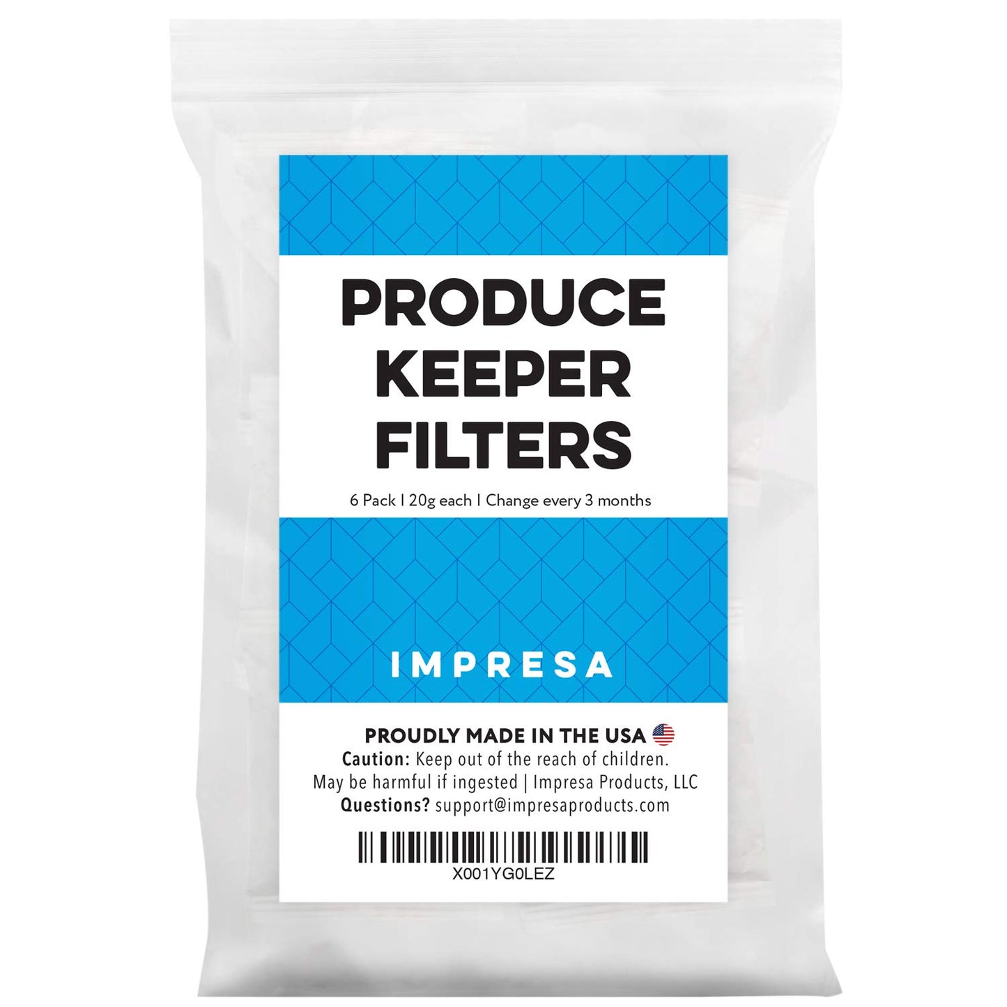 Impresa 6 Pack Greensaver Produce Preserver Filter Refills Compatible With OXO Greensaver - 11145300 Fully Breathable Paper Sachet - Made in The USA (20g Per Sachet)