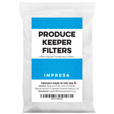 Impresa 6 Pack Greensaver Produce Preserver Filter Refills Compatible With OXO Greensaver - 11145300 Fully Breathable Paper Sachet - Made in The USA (20g Per Sachet)