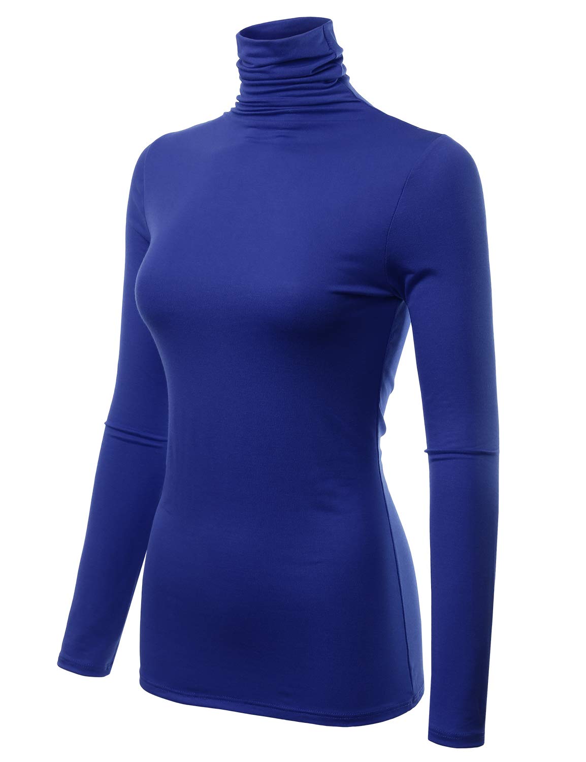 FASHIONOLIC Womens Long Sleeve Light Weight Turtleneck Top Sweater (S-3X, Made in USA) (CLLT003) DK.Royal Medium