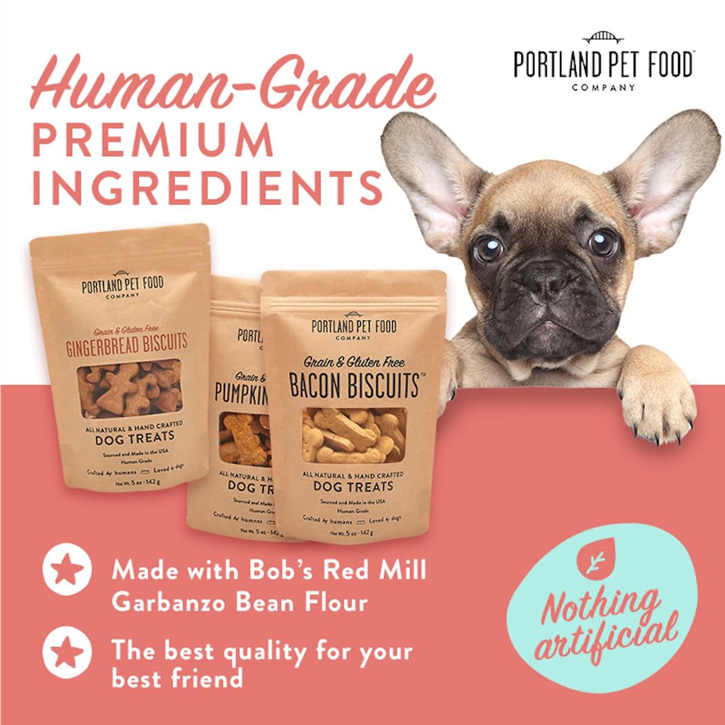Portland Pet Food Company Healthy Dog Treats - Grain-Free, Human-Grade, Bacon Dog Treats - All Natural Dog Training Treats & Biscuits Made in the USA Only