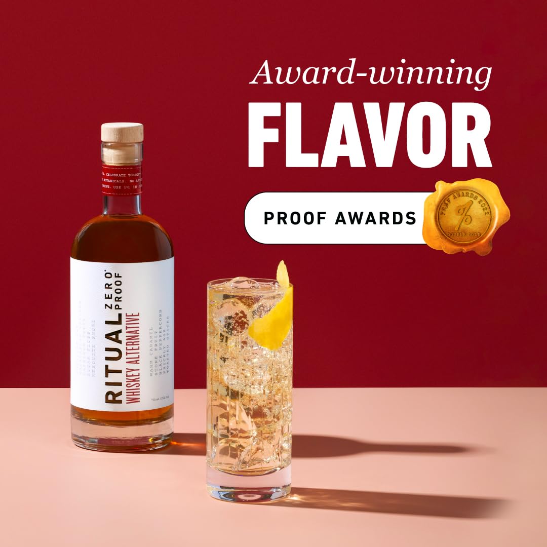 RITUAL ZERO PROOF Whiskey Alternative | Award-Winning Non-Alcoholic Spirit | 25.4 Fl Oz (750ml) | Only 5 Calories | Sustainably Made in USA | Make Delicious Alcohol Free Cocktails