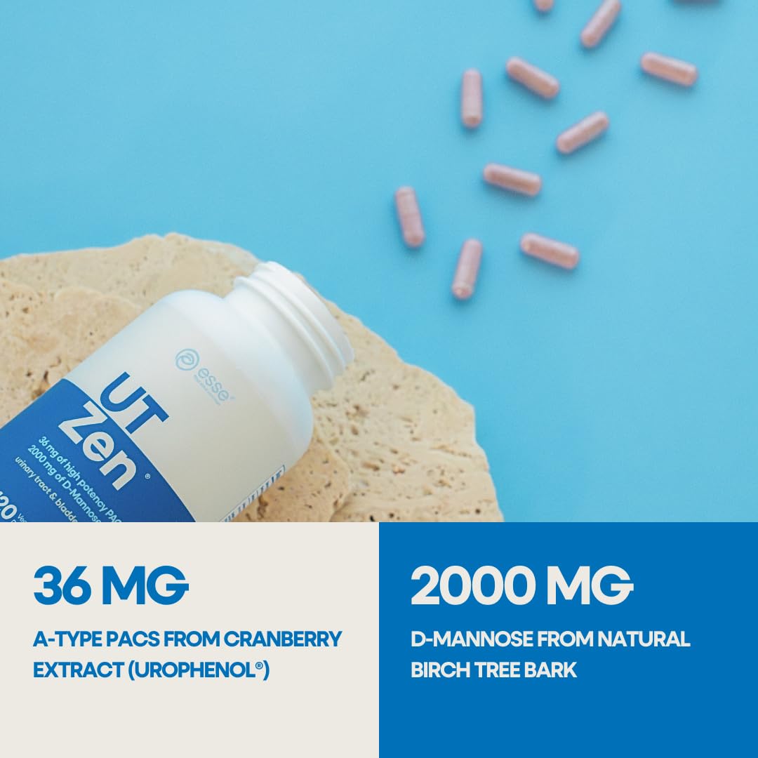 36 mg PAC Cranberry Pills for Women with 2000 mg Natural D-Mannose for UTI | 120 Capsules | Water-Soluble PACs | Clinically Proven for Urinary Tract & Bladder Health | Over The Counter & Made in USA