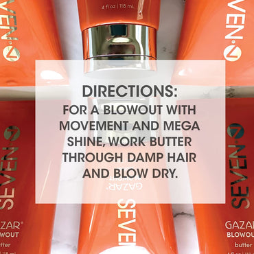 SEVEN Hair Care Gazar Blowout Butter Curly Hair Styling Curl Cream, Anti-Frizz, Hydrating, Thermal Heat Protection with Coconut Oil, Jojoba, Murumuru Butter, Perfect for Men & Women, Made in USA, 4oz