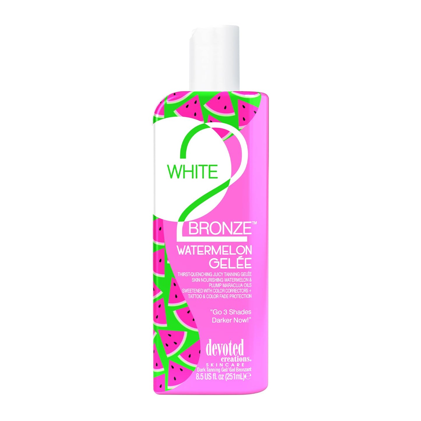 Devoted Creations White 2 Bronze Watermelon Gelee - Thirst-Quenching Juicy Tanning Gelée Fast Absorbing Lightweight Tanning Bronzer Free Dark Tanning Gel