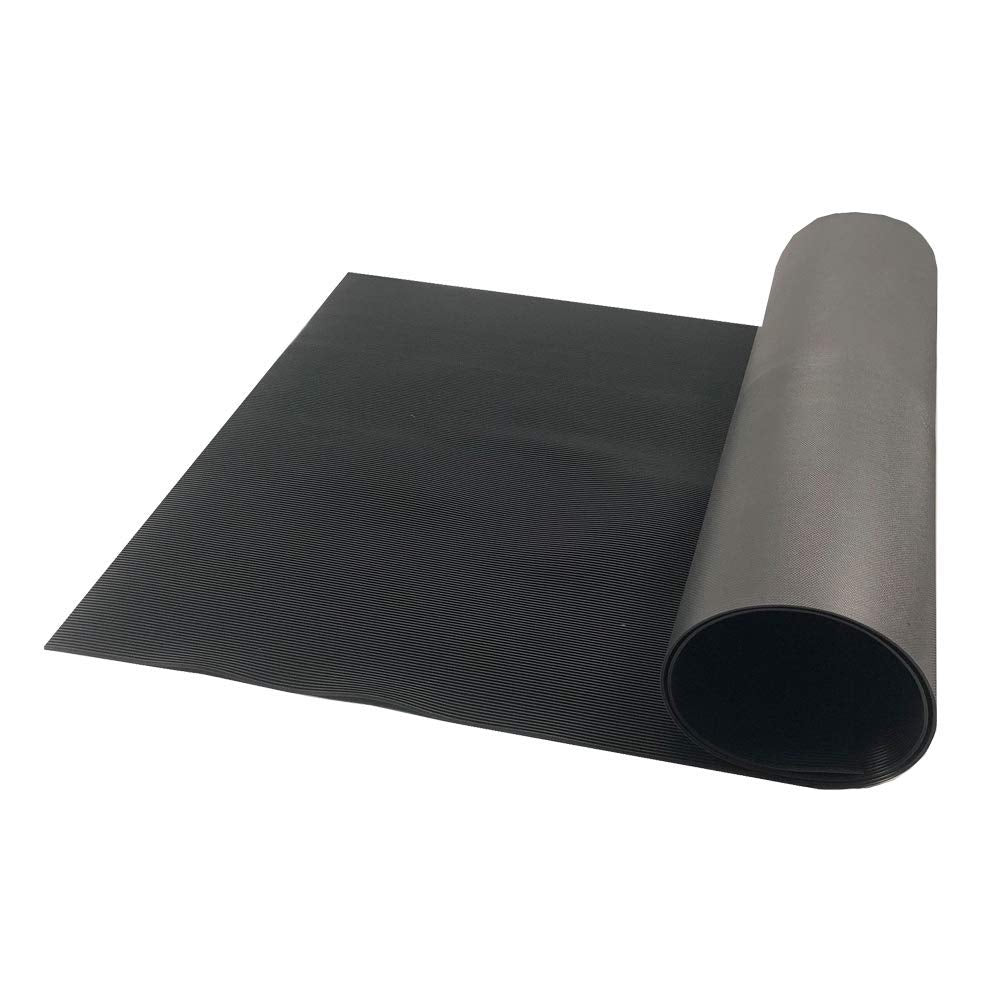 Resilia Black V-Groove Utility Runner - Waterproof Vinyl Floor/Surface Protector, Non Slip, Heavy Duty Mats for Indoor Hardwood, Hard Floors, Garage, Hallway, Entryway, Kitchen, & Outdoor
