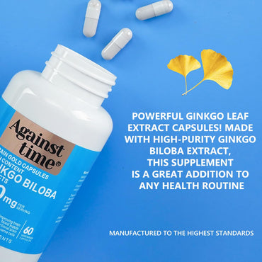 Against Time Ginkgo Biloba Capsules Supplements Extra Strength Supports Brain Function & Memory Support, 60 Vegetarian Capsules