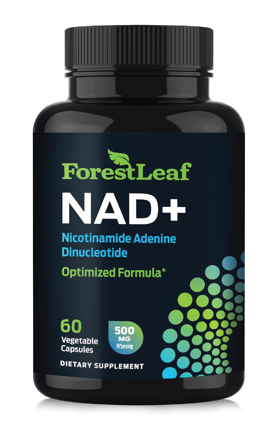 ForestLeaf Pure NAD+ Supplement 500mg Nicotinamide Adenine Dinucleotide for Skin, Anti-Aging Supplements, Energy & Cellular Repair - Gluten Free Non-GMO NAD Plus Supplement for Women & Men (60 Count)