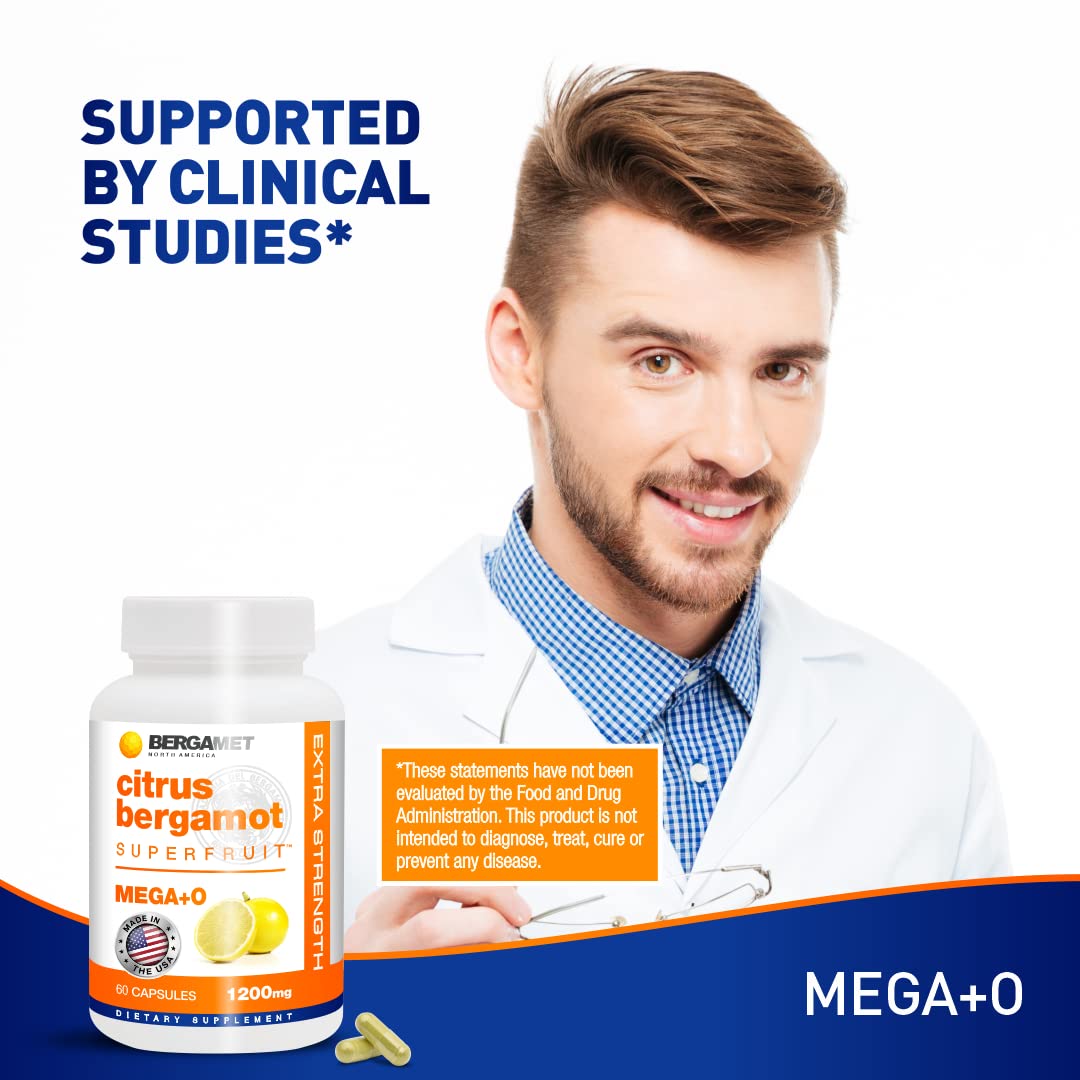 BergaMet Citrus Bergamot Supplement, 170:1 Extract, 1200mg per Serving, 80% Polyphenols, Italian Citrus Bergamot Supplement for High Cholesterol, Made in The USA